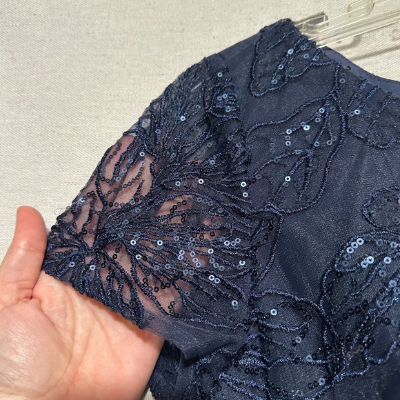 La Femme Midnight Blue Sparkle Maxi Dress - Picture 6 of 10